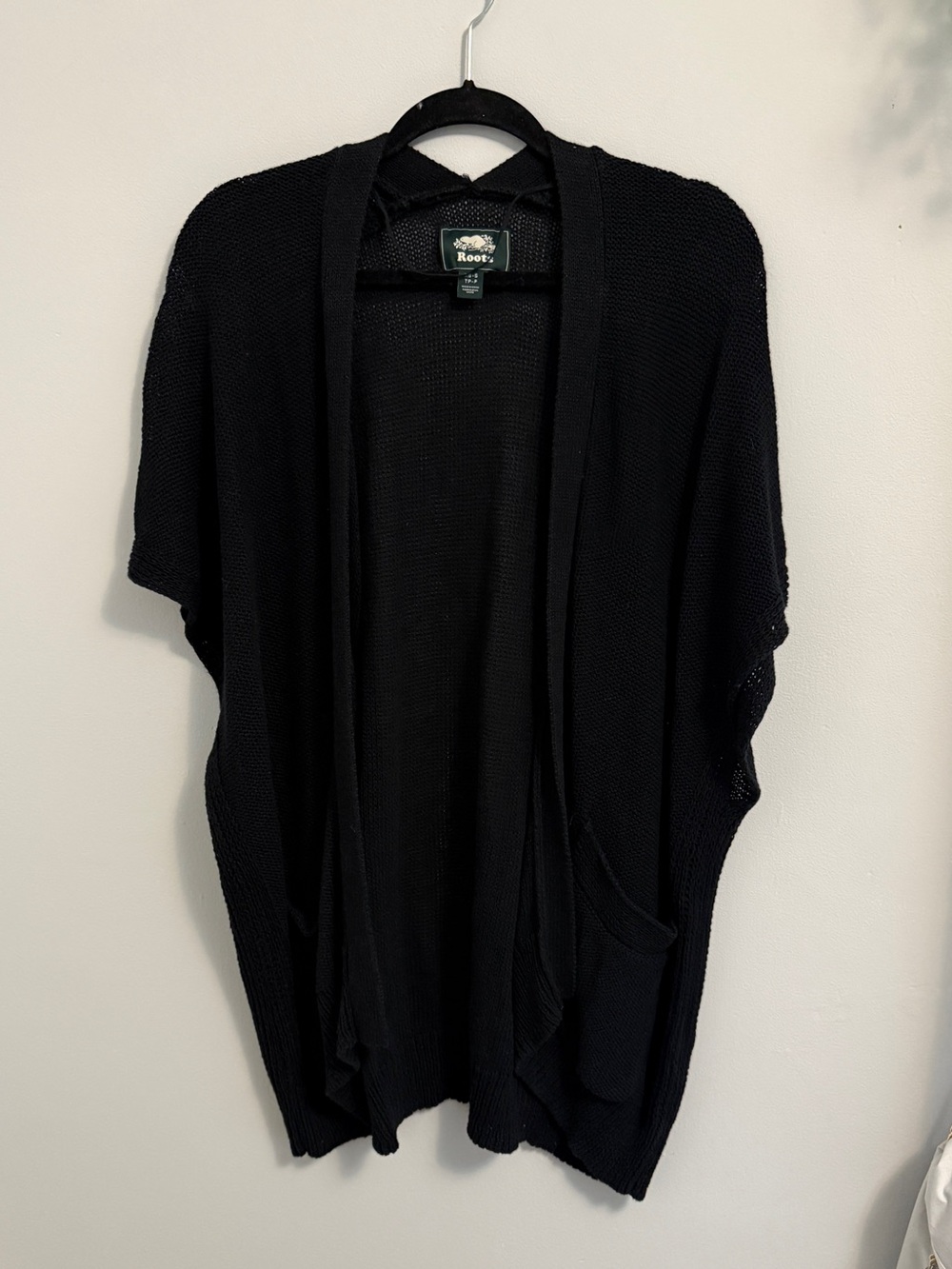 Roots Black Open-Front Short-Sleeve Cardigan